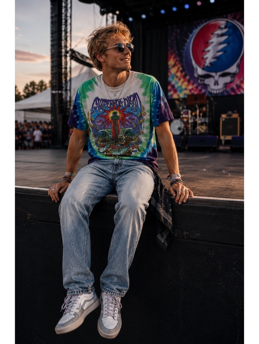 Liquid Blue Grateful Dead Tie Dye Graphic T Shirt Men’s M
